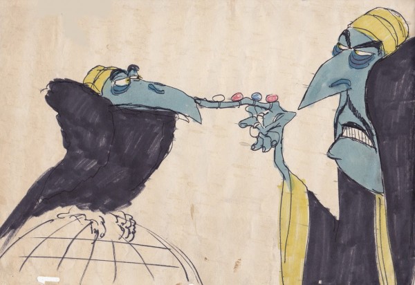 Early drawing of ZigZag and his vulture by Richard Williams, 1970-73.