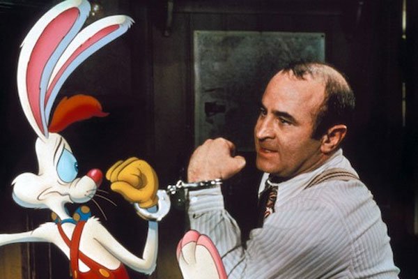 Roger Rabbit and Bob Hoskins in Who Framed Roger Rabbit.